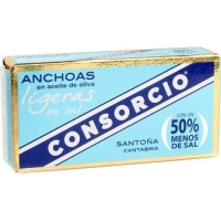 Hipercor  CONSORCIO anchoas ligeras en sal con aceite de oliva lata 29