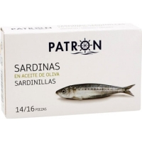 Hipercor  PATRON sardinillas en aceite de oliva 14-16 piezas lata 90 g