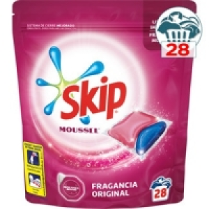 Hipercor  SKIP Moussel detergente máquina líquido bolsa 28 cápsulas