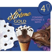 Hipercor  EXTREME GOLD cono de helado de chocolate fondant y nata y tr