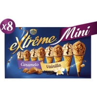 Hipercor  EXTREME Mini cono de helado de vainilla 4 unidades y helado 