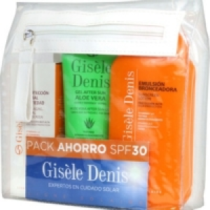 Hipercor  GISELE DENIS pack con emulsión bronceadora SPF-30 + protecci