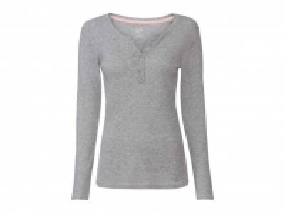 Lidl  Camiseta de canalé cuello botones gris mujer