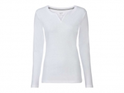 Lidl  Camiseta de canalé cuello de pico blanco mujer