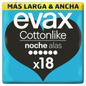 Compresas Cottonlike noche con alas Evax 18 ud. 4.25 €