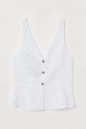 HM  Blusa de lino con escote en V