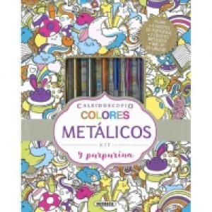 Kit colores metálicos y purpurina con ilustraciones