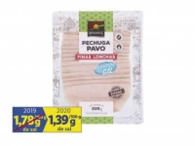 Lidl  Pechuga de pavo reducida en sal finas lonchas