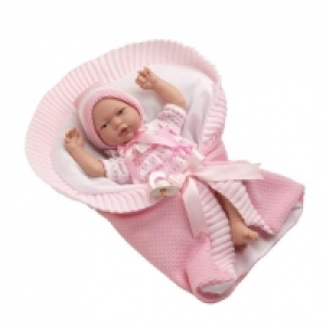Muñeca Bebé Alba 38 cm Traje y Manta Rosa