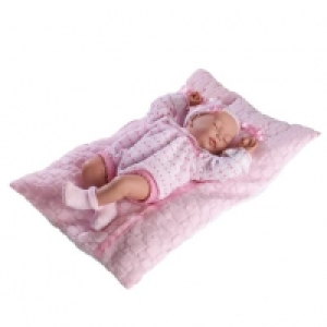 Muñeca Bebé Cris 38 cm Dormida con Cojín Rosa