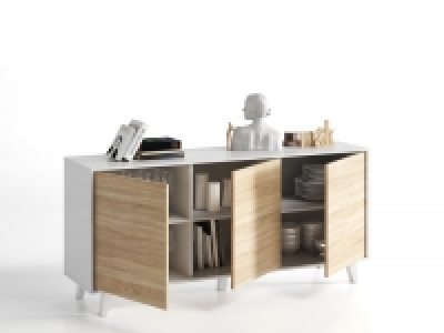 Bricoking  APARADOR ZAIKEN 3PT 75X154X41CM BLANCO/ROBLE
