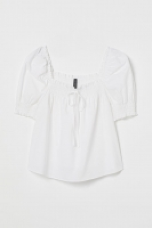 HM  Blusa de algodón mangas puffy