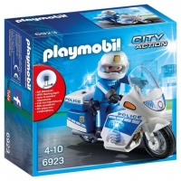 Toysrus  Playmobil - Policia con Moto y Luces LED - 6923