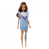 Toysrus  Barbie - Muñeca Fashionista con prótesis - Vestido azul