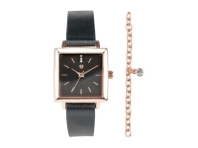 Set de regalo de reloj de pulsera de cuero negro y pulsera 7.99 €