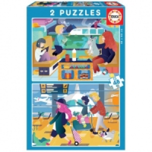 Educa Borrás - Aeropuerto y Tren Pack Puzzles 2x48 Piezas 10.99 €