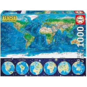 Educa Borrás - Puzzle 1000 Piezas Mapamundi Físico Neón
