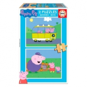 Educa Borrás - Peppa Pig - Puzzle de Madera 2x9 Piezas