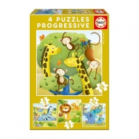 Toysrus  Educa Borrás - Animales Salvajes - Pack 4 Puzzles Progresivo