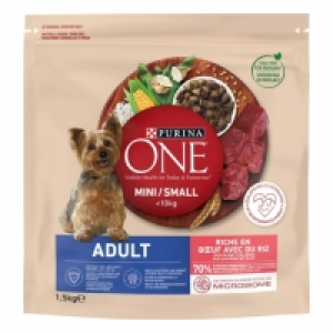 Pienso de buey y arroz para perro adulto Mini Purina One 1,5