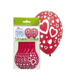 Pack 5 globos de látex rojos con corazones 2.00 €