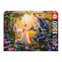 Toysrus  Educa Borras - Dragón, Princesa y Unicornio - Puzzle 1500 Pi