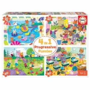 Toysrus  Educa Borrás - Día en la escuela - Pack 4 puzzles progresivo