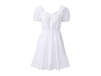 Lidl  Vestido blanco de mangas abullonadas para mujer