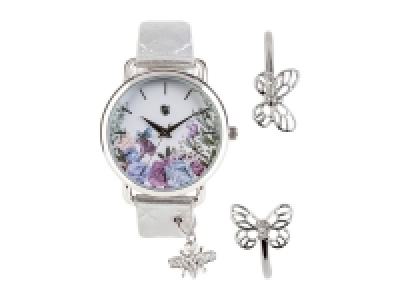 Lidl  Set de regalo de reloj de pulsera de cuero plateado y pulser