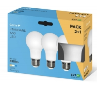 BOMBILLA LED ESTANDAR E27 9W 810 LÚMENES 30K PACK 2+1