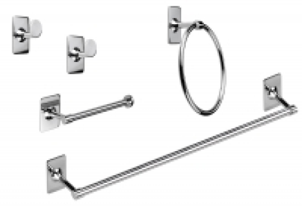 SET 5 PIEZAS ACCESORIOS BAÑO ACERO INOX ADHESIVOS B-LABEL