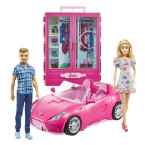 Toysrus  Barbie - Barbie y Ken con vehículo y armario