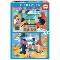 Toysrus  Educa Borrás - Aeropuerto y Tren Pack Puzzles 2x48 Piezas