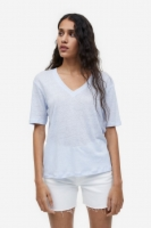 Camiseta en punto de lino con escote en V 12.99 €