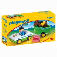 Toysrus  Playmobil - 1.2.3 Coche con Remolque de Caballo