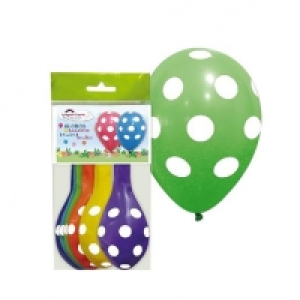 Pack 5 globos de látex con puntos blancos