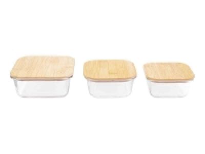 Lidl  Set recipientes de vidrio con tapa de bambú