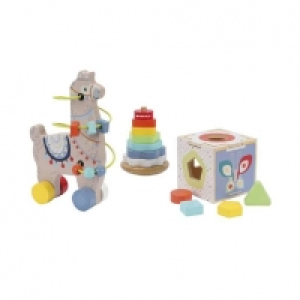 WoodnPlay - Caja de madera con set de 3 juegos de madera