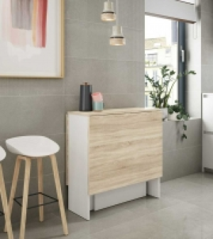 MESA AUXILIAR ALAS ABATIBLES 31-140CM ROBLE/BLANCO