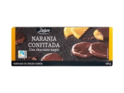 Naranja confitada bañada chocolate
