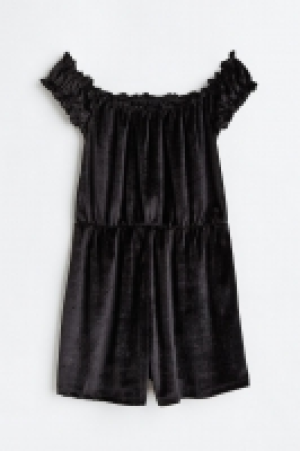 Mono corto off-the-shoulder en velour