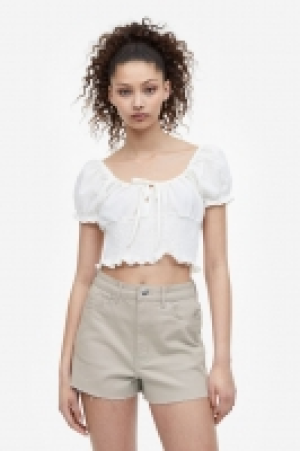 Pantalón corto de sarga de talle alto