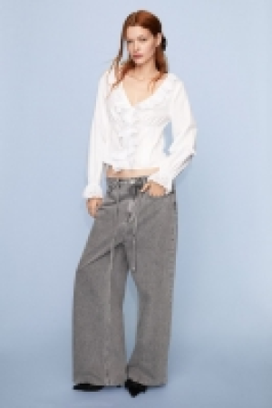 Blusa de popelina con volantes