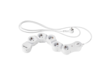 Regleta flexible de enchufes con 2 tomas USB