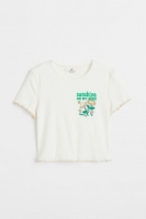 Camiseta cropped en punto de algod&oacute;n