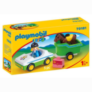 Toysrus  Playmobil - 1.2.3 Coche con Remolque de Caballo