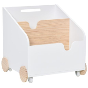 Homcom - Juguetero madera con ruedas Blanco 51.99&nbsp;&euro;