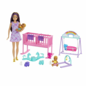 Barbie - Muñeca Skipper canguro con gemelos y accesorios