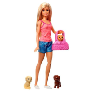 Barbie - Muñeca Rubia y sus Cachorros