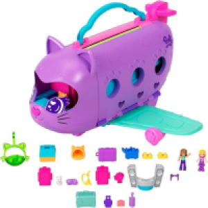 Polly Pocket - Estuche de juego muñeca avión gatito